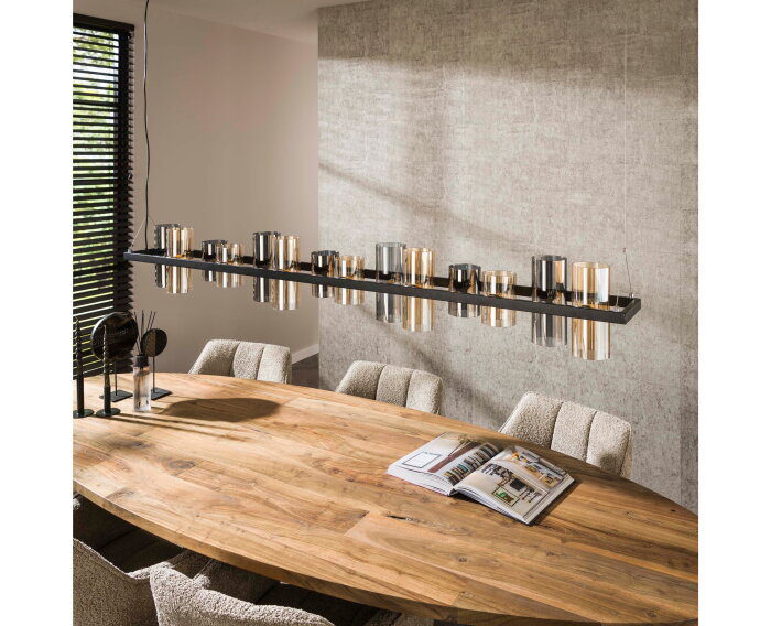 Hanglamp 14L cylinder mixed glass  (G9) - Artic zwart