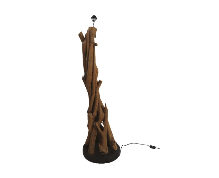 Vloerlamp  - 40x40x130 - Naturel/zwart - Teak