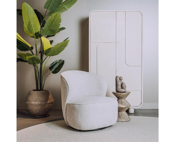 Belvi Fauteuil - fabric AJ3019-08 Cream (draaibaar)
