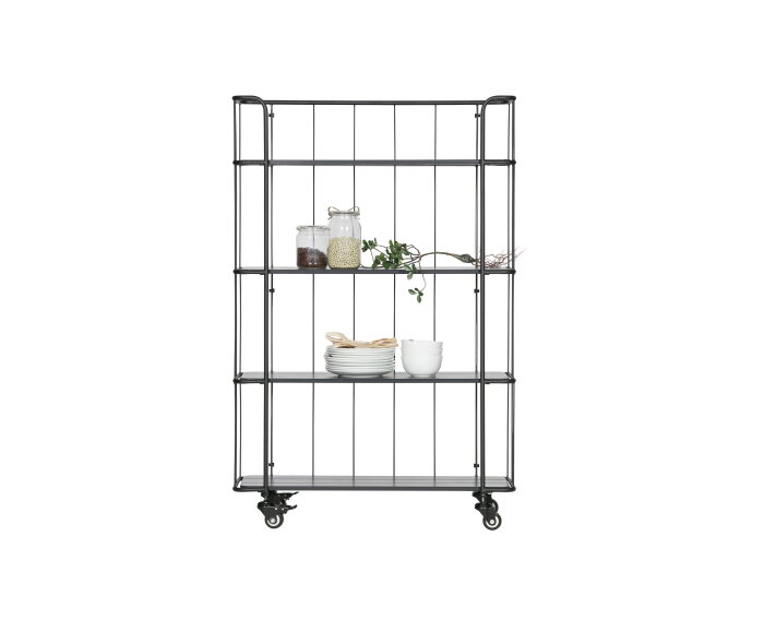 Caro Metalen Trolley Met Houten Planken Mat Zwart Hoog [fsc] - WOOOD