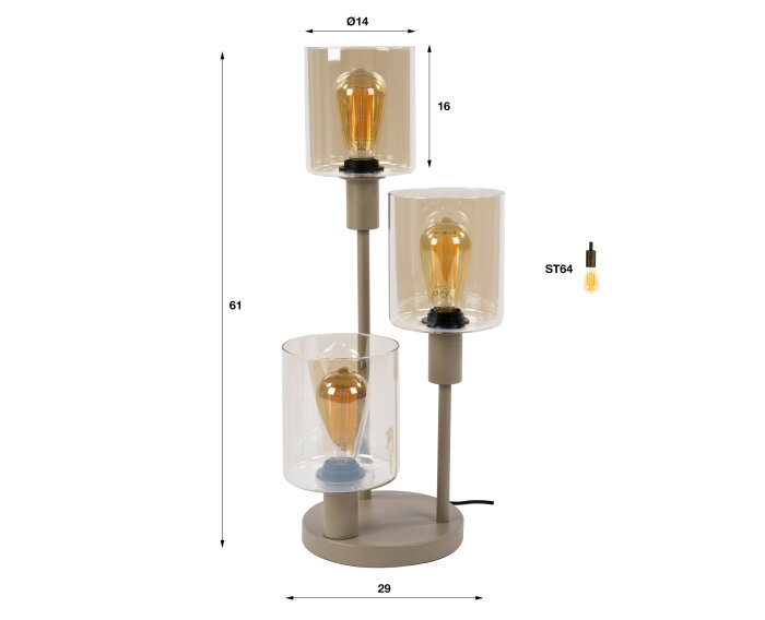 Tafellamp Sepiora 3L - Beige