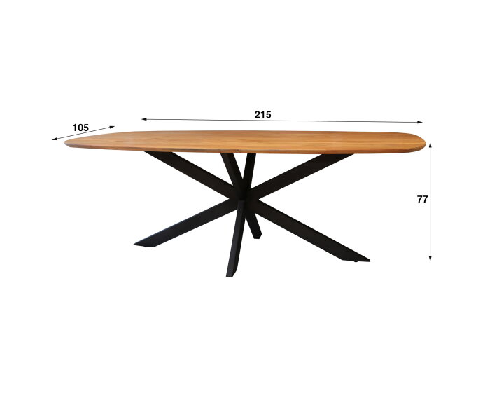 Eettafel Kopenhagen 215 cm Deens ovaal acacia - naturel