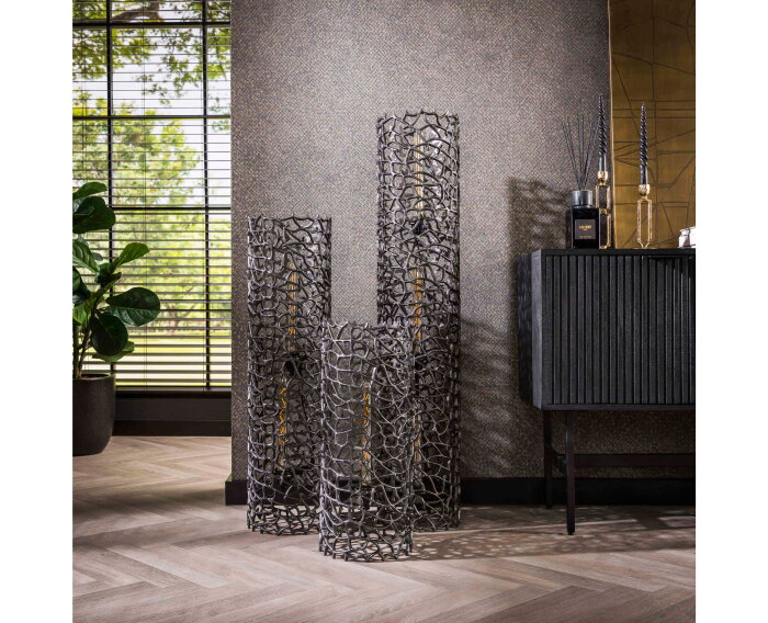 Vloerlamp  &Oslash;25 weaver cylinder XL - Zwart nikkel