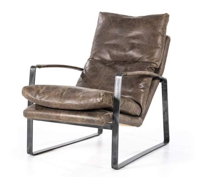 Bruine fauteuil vintage leder