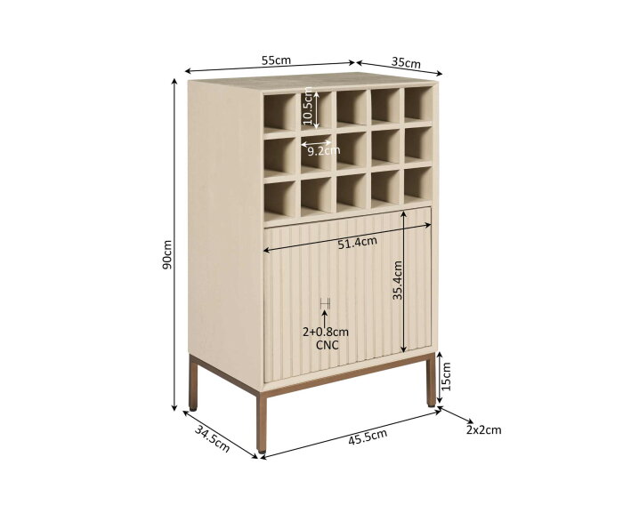 Wijnkast Madison Sand | 55 cm