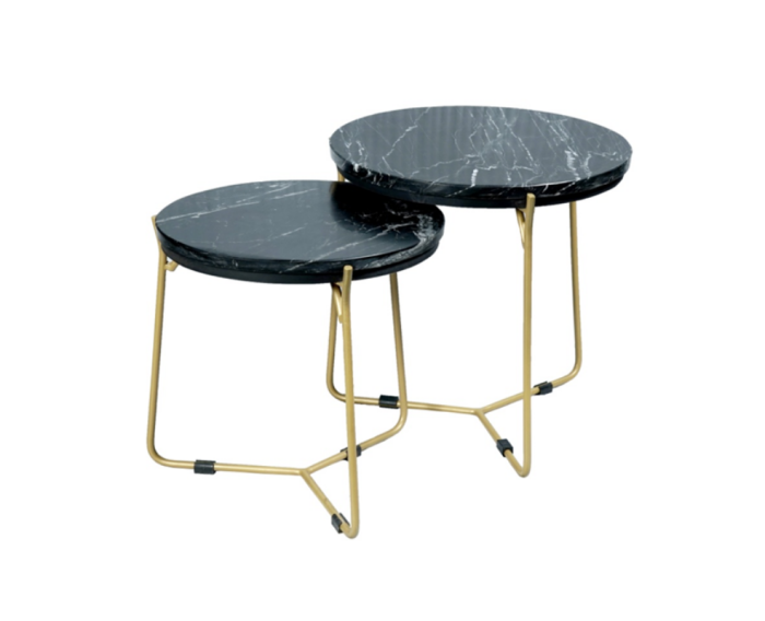 Salontafel set Caly | Zwart marmer 50-40 cm