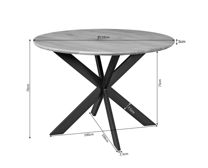 Eiken eettafel Ferris | Rond 110 cm | Brown