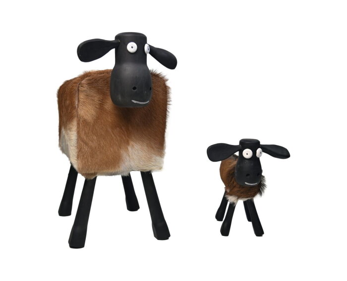 Schaap Shawn klein - 32x14x32 - bruin/zwart - Teak/geitenhuid