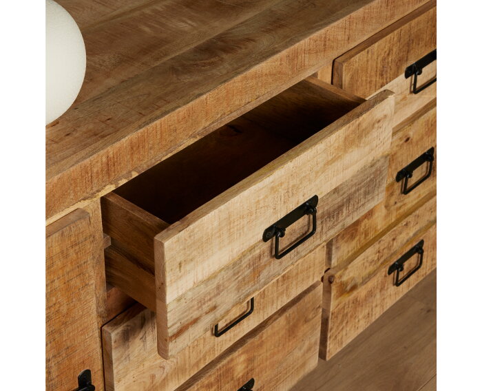Dressoir Boaz 200 cm mango metaal - Naturel | Meubelplaats