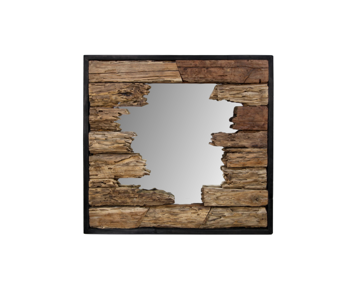 Wandspiegel - 80x80 cm - teak