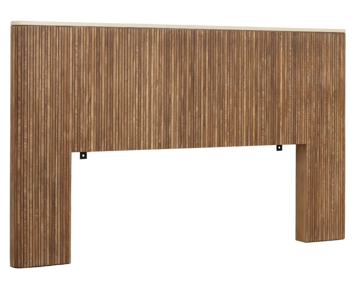 DTP home Lagoon hoofdbord teakhout en Mortex naturel / beige - 210 x 10 x 120 cm