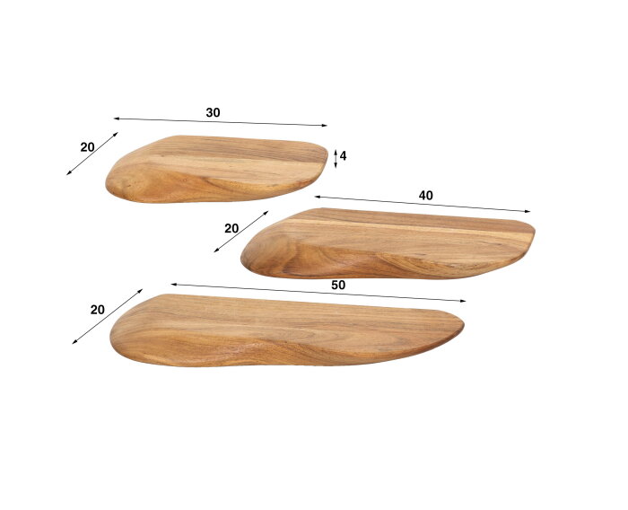 Wandschap Lewi organisch acacia set van 3