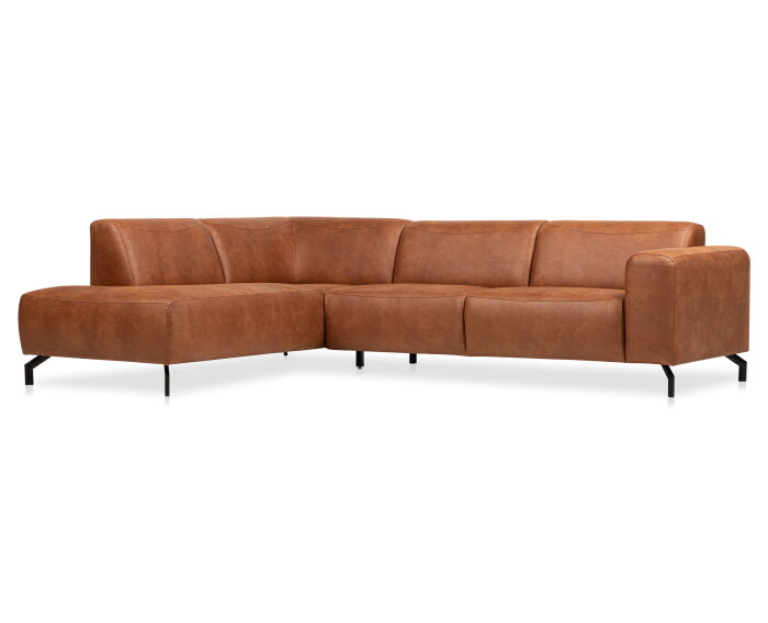 Hoekbank Bravino cognac - kentucky 09 lederlook &ndash; Ottomane links &ndash; 275x210 cm