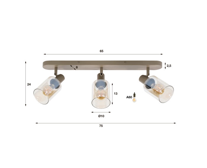 Plafondlamp Sepiora 3L - Beige