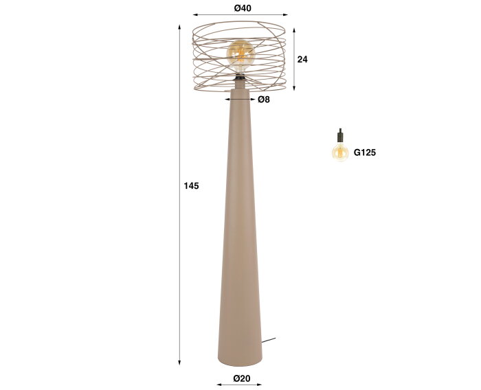 Vloerlamp Curl 1L - Beige