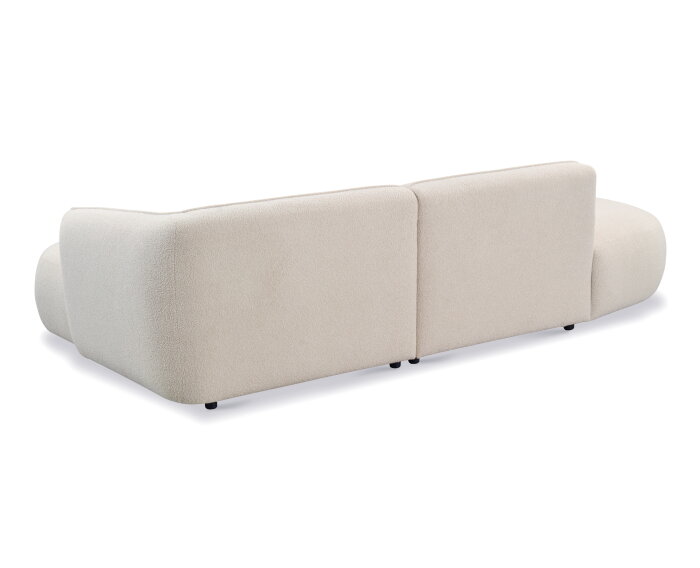 Organische hoekbank Valerie Boucl&eacute; met chaise longue links - 276x150x75 cm - Japandi - Beige