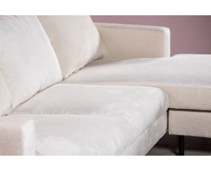 BY-OLAF Hoekbank Elvano met Chaise Longue - links of rechts – Champagne Stof Loris 01 – 218x152 cm