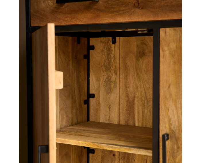 Kabinet kast Denver | Mangohout en staal | 100 cm