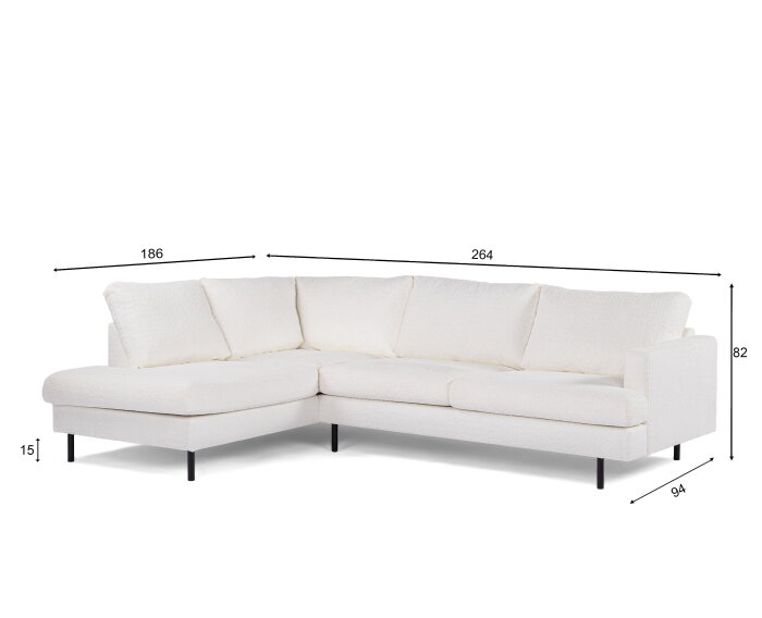 3 seater corner left, fabric Abriamo 4, A920 natural