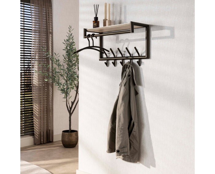 Kapstok Terra XS roede-hoedenplank - Melamine travertine