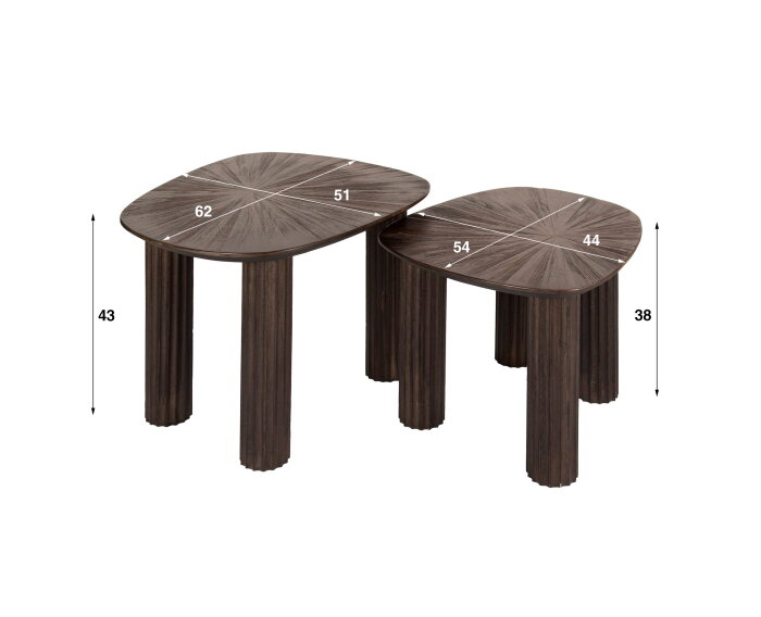 Bijzettafel set/2 XL Maya teak - Teak rust brown