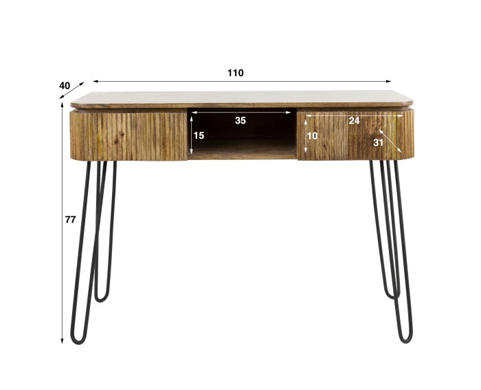 Kaptafel wave 110cm mangohout - zandkleur | Meubelplaats
