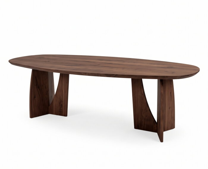 Eettafel Nina Deens ovaal massief eikenhout - chocolate - bruin - Japandi - 180x100 cm