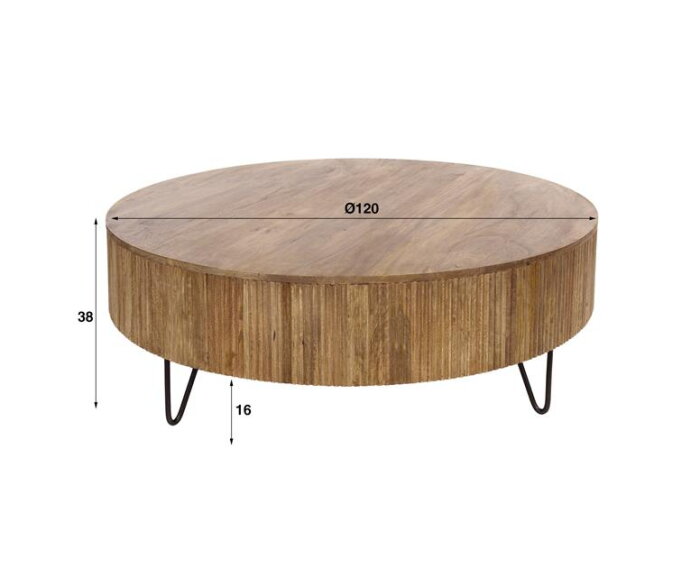 Salontafel Ø120 Wave - Massief mango zandkleur