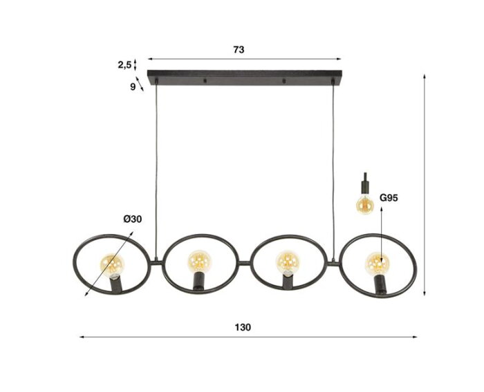 Hanglamp 4L Loop - Artic zwart