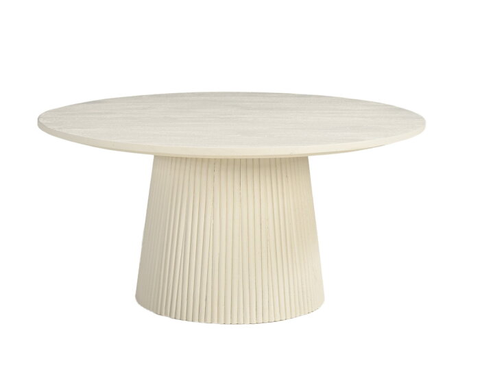 Salontafel Patrice rond set van 2 mangohout 80 cm & 60 cm - crême wit