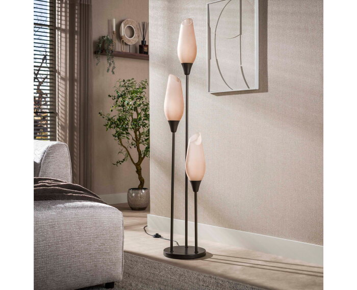 Vloerlamp Cocoon 3L - Sienna bruin-frosted