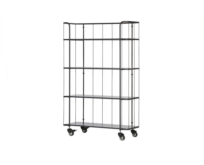 Caro Metalen Trolley Met Houten Planken Mat Zwart Hoog [fsc] - WOOOD