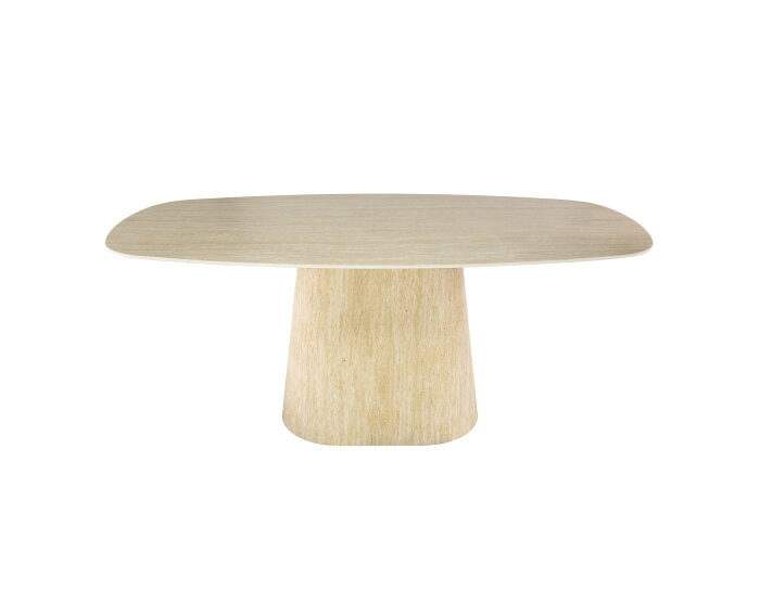 Eettafel Centurio Deens ovaal Travertin keramiek 180x90 cm - Beige