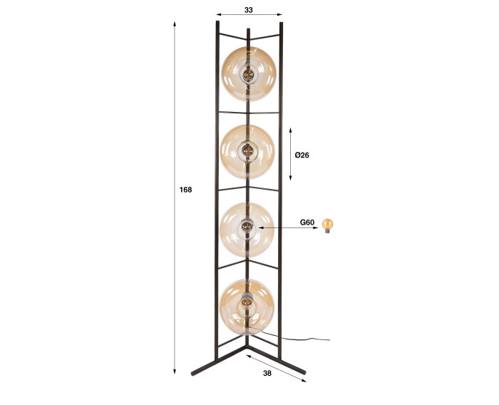 Vloerlamp Soll 4L - Amber glas