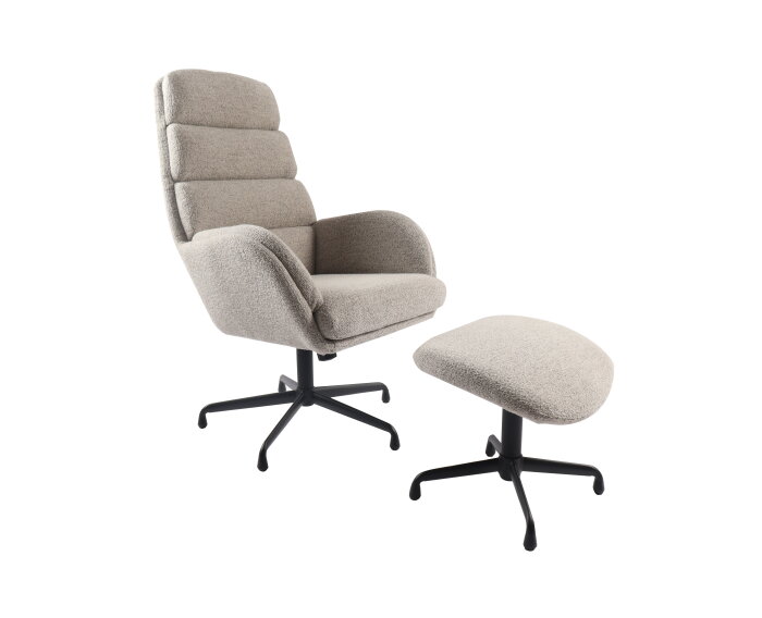 Fauteuil sifton met voetenbank Boucle - Taupe