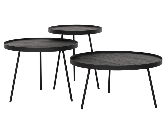 Coffee table Saturnus medium BLACK,37x&Oslash;50 cm, recycled teakwood