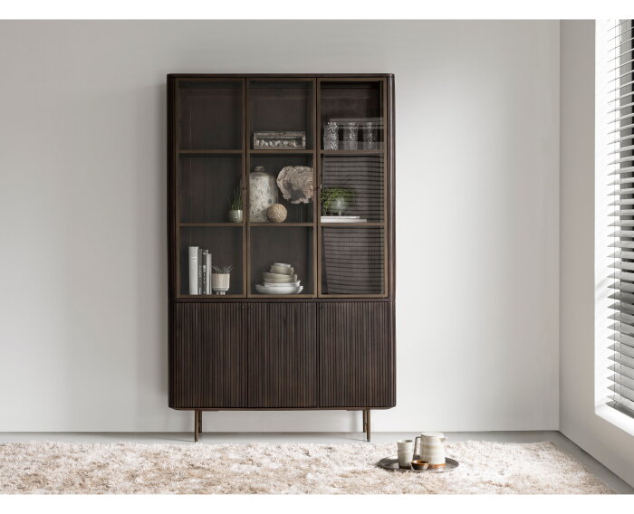 DTP home Vitrinekast Maroon 2&times;3 deuren 210&times;130&times;40 cm &ndash; mahoniehout - Bruin