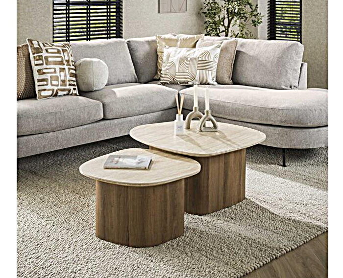 Salontafel set/2 Romano kiezel - Ceramic travertine