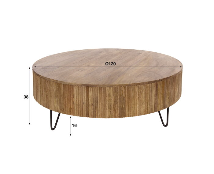 Salontafel Wave rond mangohout &Oslash;120 cm - zandkleur