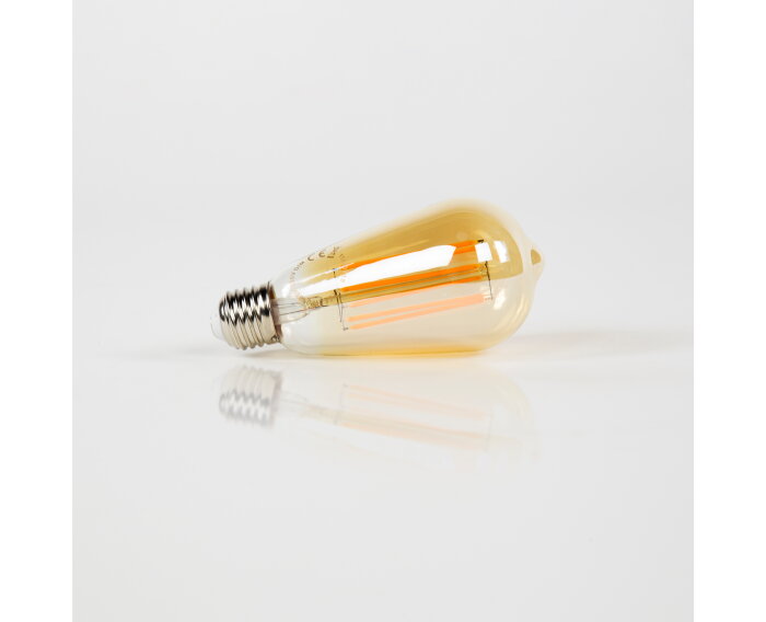Ledlamp Druppel filament druppel [ST64] - Amberkleurig glas | E27 6W