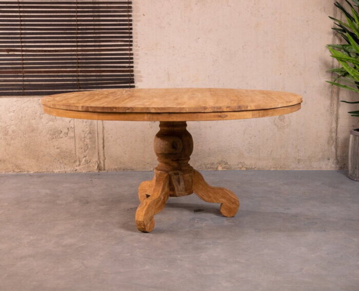 Ronde Eettafel Teakhout met Bolpoot "Bali"-Ø160 cm