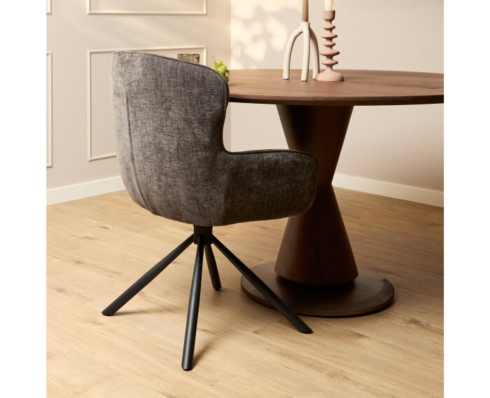 Eetkamerstoel Hanna | Charcoal Brown | Met armleuning