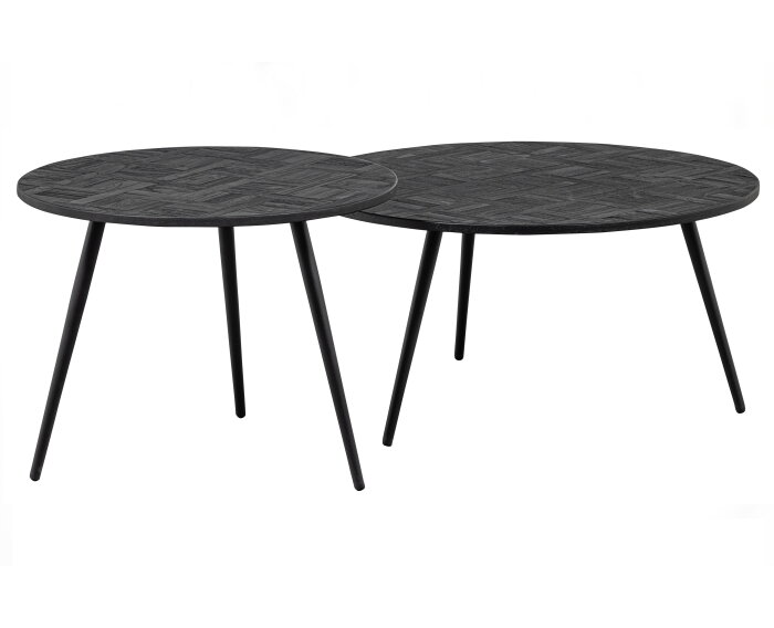 Leo Bijzettafel Rond Recycled Teak Zwart Ø74cm - WOOOD