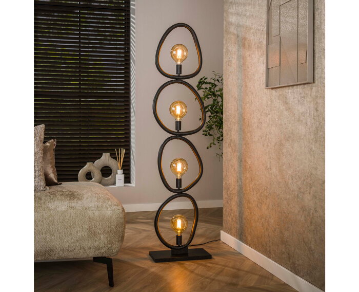Vloerlamp 4L organic steel - Artic zwart