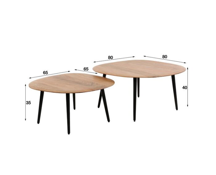 Salontafel set/2 rock organisch - Massief acacia naturel