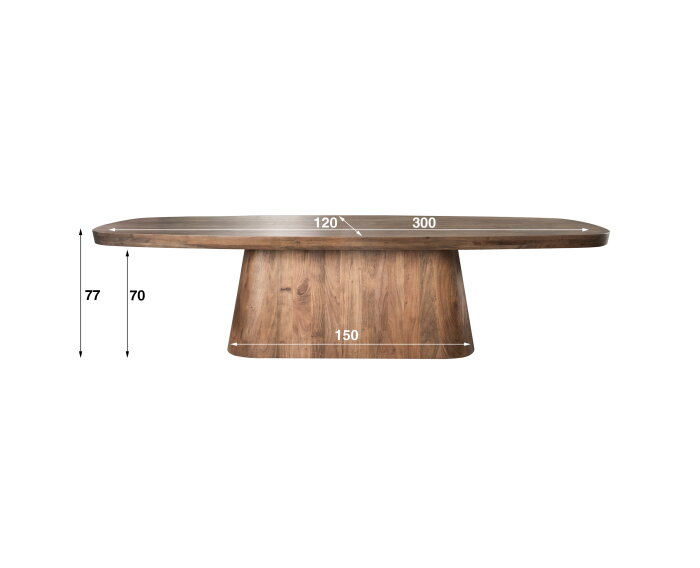 Eettafel Arcadia ovaal Acacia 300x120x77 cm - drift brown