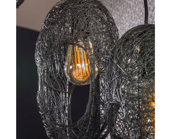 Hanglamp 5L open oog wire - Artic zwart