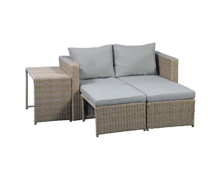 Loungeset Cancun 5-delig modulair - PE Wicker & Staal - Tuinset
