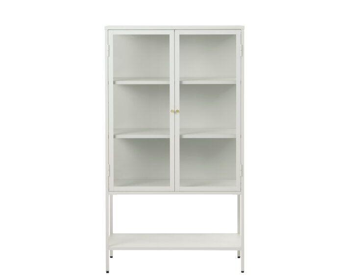 Vitrinekast Carmel metaal met hoge poten 160cm - wit
