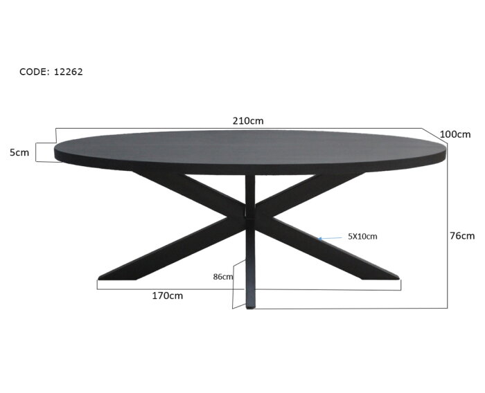 Eettafel Kala ovaal Spider 210x100 cm | Livingfurn